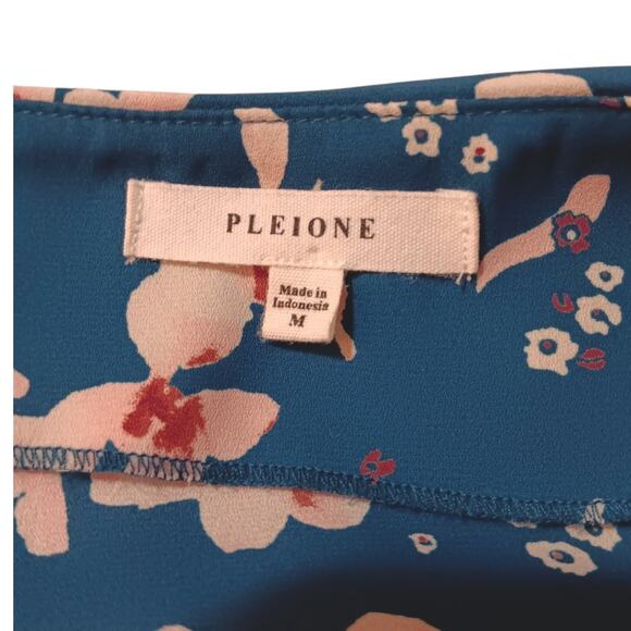 PLEIONE Blouse Top M Pretty Flowers Career Office Professional Dressy Floral - Picture 5 of 9